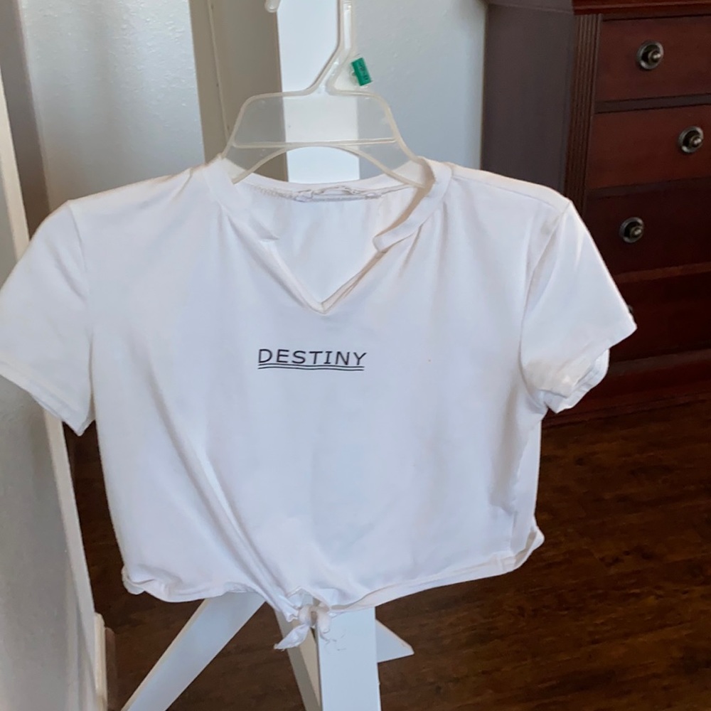Destiny white crop top size small.